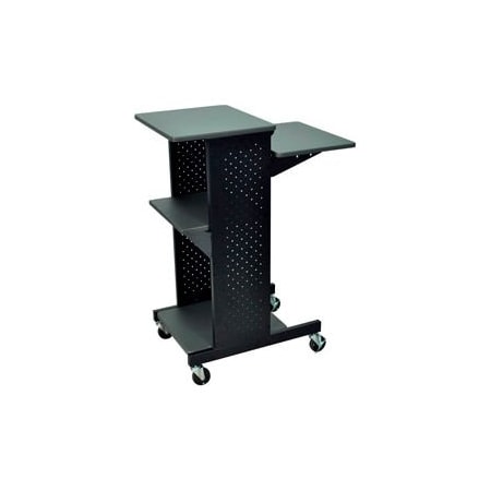Luxor Luxor 4-Shelf Mobile Presentation Workstation, 18inW x 30inD x 40-1/4inH, Dark Gray PS4000
